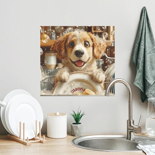 Vinilo Decorativo de Pared de Perrito Dorado para Baño miniatura 3