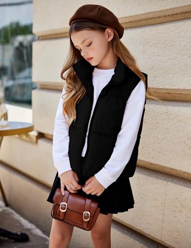 Arshiner Girls Winter Zipper Puffer Vest Lightweight Sleeveless Outwear Puffy Vests for 5-12 Years Old4