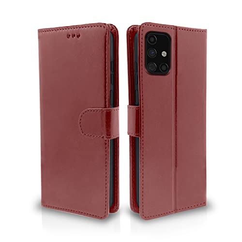 Pikkme Samsung Galaxy M51 Flip Cover Magnetic Leather Wallet Case Shockproof TPU for Samsung Galaxy M51 (Brown)- Best and cheap mobile covers in India