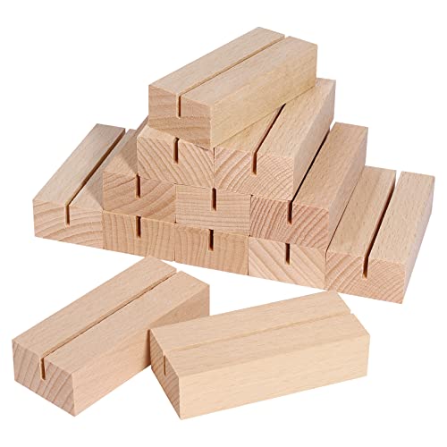 Srvnpioy Lot de 20 Porte-Cartes de Table en Bois, 7 x 3 x 1,8 cm, Supports de Numéro de Table pour Mariages, Titulaire en Porte-Noms en bois, Support Cartes Photo Menu pour Fête, Noël, Anniversaire Cover