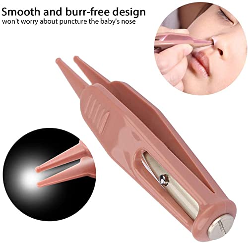 Pince à épiler pour bébé, matériau de qualité supérieure, pince de nettoyage pour bébé sûre et durable, facile à clipser avec la lumière pour un nettoyant sans bavure pour le nez et l'oreille