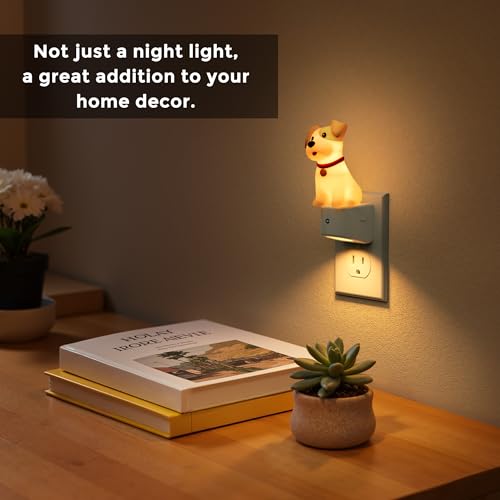 Image of L LOHAS LED Night Light for Kids,3D Cute Puppy Night Lights,Schnauzer with Dusk to Dawn Sensor, RGB+Soft White 3000K,Dog Night Light,Birthday Gift Nightlight for Kids, Room Decor,2Pack
