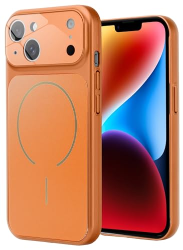 Image of SHINESTAR Premium Luxury Case Compatible with iPhone 14 Plus | Protective Back Cover with Camera Lens Safety | Wireless Charging Support | Slim Fit Durable Design | Enhanced Grip Protection Orange