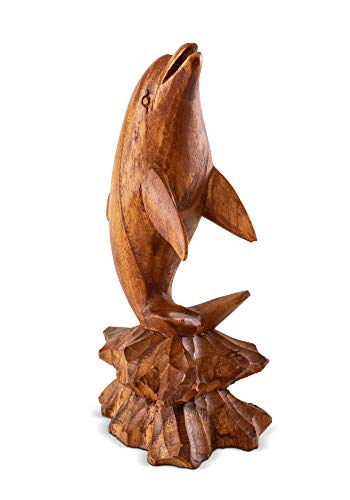 Estatua de Madera Tallada a Mano Delfín Decorativa 8" miniatura 4