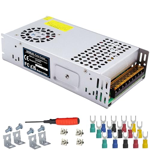 12V 40A 480W アルミニウム合金スイッチング電源 (取り付けブラケット付き) 工業グレードのフルパワー安定化電源、LED/監視/車両マウント/DIYプロジェクトに適しています