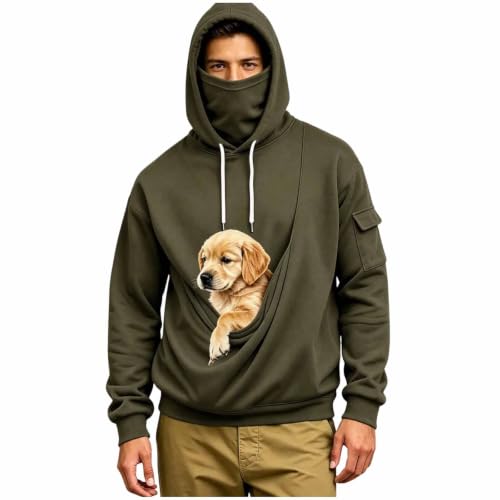 Generic Pet Pouch Hoodie for Men Fleece Face Mask Cat Dog Balaclava Hoodie - image 1
