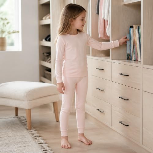 Image of Kids Boys Girls Soft 2-Piece Solid Long Sleeve Shirt and Pants Set