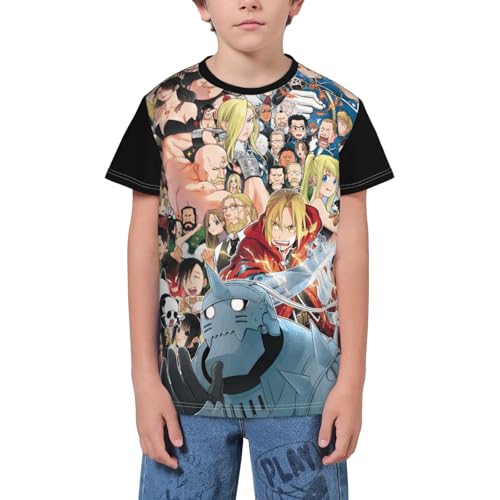 Kids Tshirt for Full Metal Alchemistes Tops,Hip Hop 3D Print Short-Sleeve tees for Sports