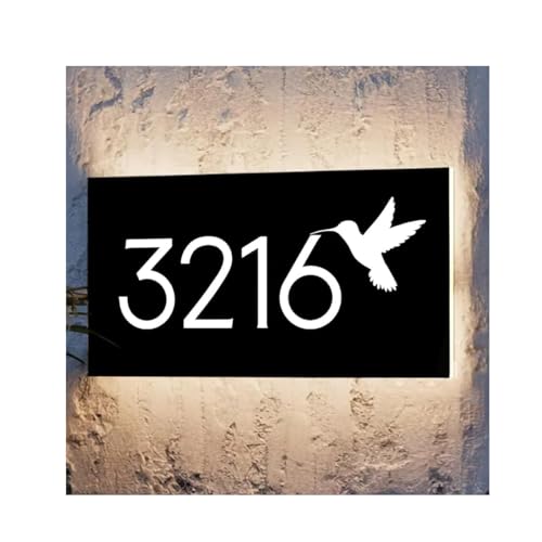 Custom Backlit Illuminated House Number Sign with Bird Design Metal