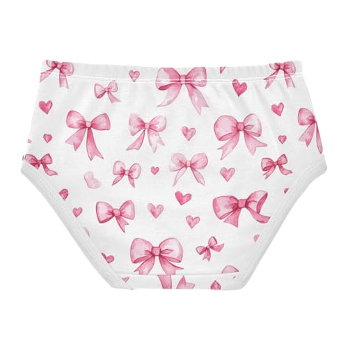 Wusikd Watercolor Pink Bows Girls' Underwear Cotton Hearts Girls Briefs Soft Toddler Underwear 2T2