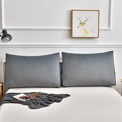 Reading & Bed Rest Pillows Velvet Triangular Cushion Pp Cotton Filled Backrest Lumbar Back Support Upholstered Daybed Sit Up Reading Pillows For Daybed,Grey,70 * 45 * 25Cm #TOP2
