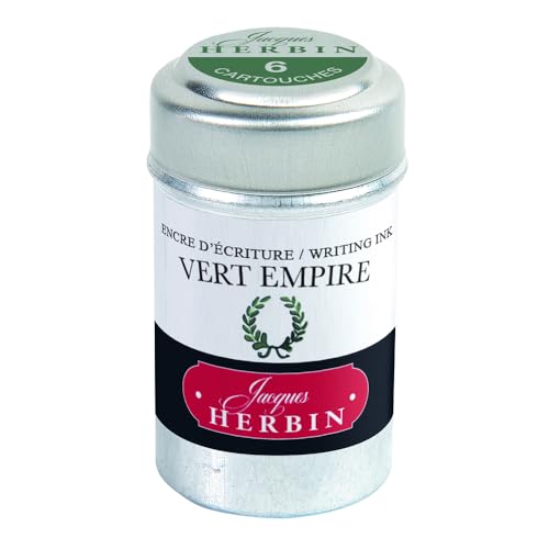 Cartouches d'encre Herbin 20139T Vert Empire pour stylos roller et stylos-plumes zéro déchet