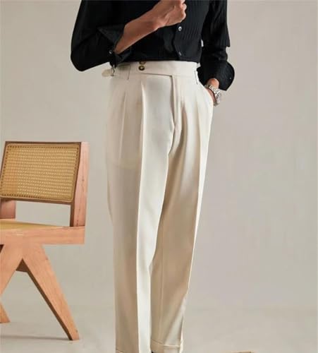 Men Suit Pants Straight Slim Fit Trousers Korean Style Formal Office Wear Spring Summer Clothing3