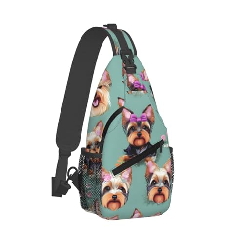 Mochila cruzada urbana Yorkie con estampado floral miniatura 2