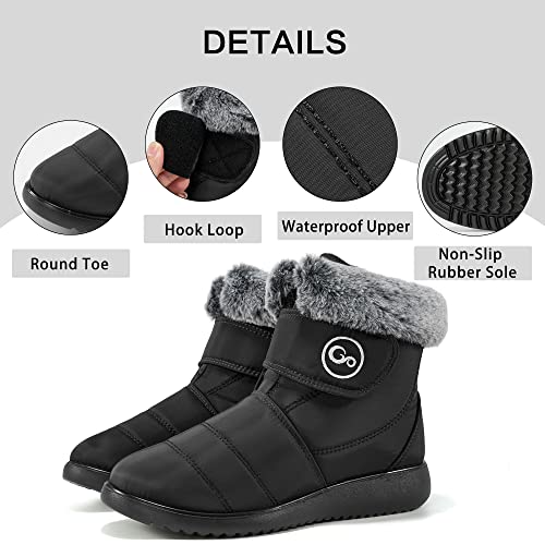 Reimferce Women Snow Boots Winter Shoes With Hook Loop Comfortable Fur Lined Boots For Women Waterproof Slip On Booties Warm Anti Slip Shoes #TOP4