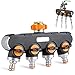 Distributeur 4 Voies, Débit d'eau Réglable et Verrouillable Repartiteur Arrosage, 3/4" et 1/2" Distributeur Arrosage pour Tuyau d' Arrosage, Jardin, Lavage, Nettoyage des Animaux Domestiques