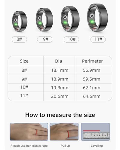 Smart Rings for Men, Fitness Trackers for Women - Sleep Tracking Wearable - Heart Rate - Blood Oxygen - IP68 Waterproof, Compatible with Android & iOS(Black) - Image 6