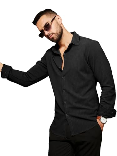 Image of Noble Monk Men's Regular Fit Casual Shirt |Full Sleeve| Polo Neck |Casual Shirts for Men