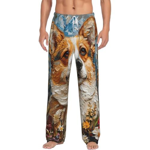 Pantalon de pyjama en flanelle Corgi imprimé floral pour homme