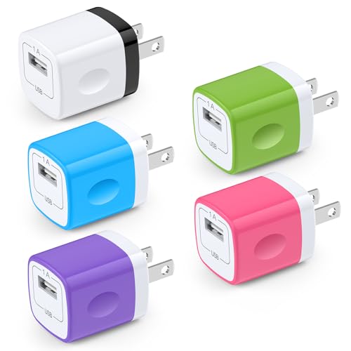 Image of Charging Block,Charger Box,5Pack Travel Single Port USB Wall Charger Brick Cubes for iPhone 17/16/15/14/13/12/X/8 Plus/7/6S/Samsung Galaxy S25 S24 S23 S22 A14 S10e S10 S9 S8/S7/S6/Note 9,LG G8 G7,Moto