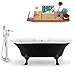 Streamline | Clawfoot Soaking 68"NH103BL-CH-100 Acrylic Bathtub, Black | Comes with External Drain And Chrome Overflow | Bamboo Tray Included