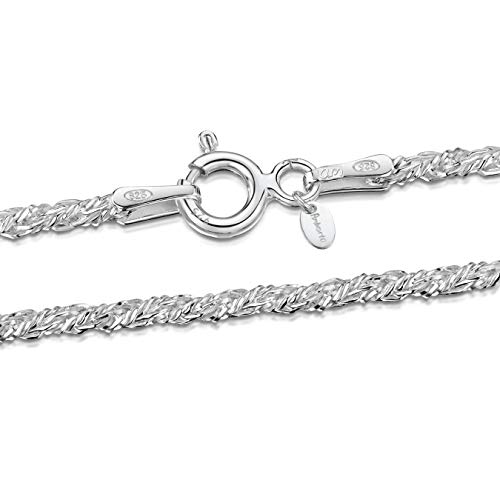 Preisvergleich Produktbild Amberta 925 Sterlingsilber Damen-Halskette - Diamantiert - Weizenkette - Gedreht Fuchsschwanz - 1.8 mm Breite - Verschiedene Längen: 40 45 50 55 60 cm (45cm)