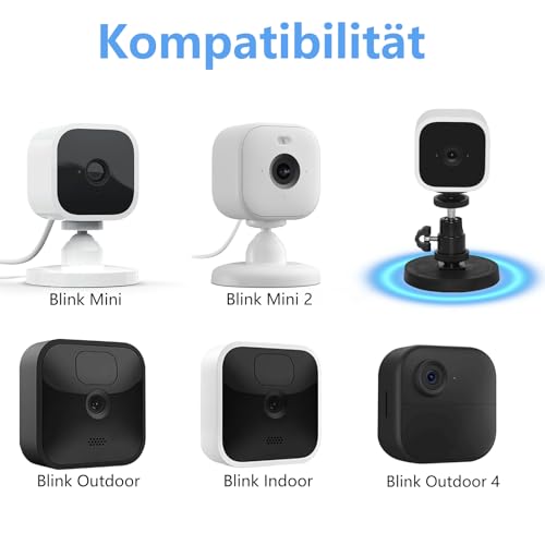 Magnetische Wandhalterung Kompatibel mit New Blink Outdoor 4, Blink Mini/Mini 2, Blink Indoor Überwachungskameras, 360° Verstellbare Wand Halterung für 1/4 Zoll Schraubenloch Kamera, Kein Bohren