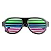 Satu Brown Sound Sensitive Rechargeable Brown Slotted Shutter Light Up Glasses, Black