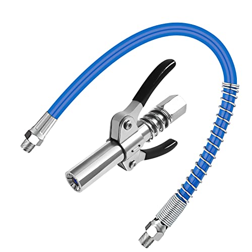 Pompe A Graisse Electrique Embout Pistolet à Graisse Qwork - Raccord NPT 1/8 Avec Tuyau 30cm - Acier Inoxydable Pompe Graisse