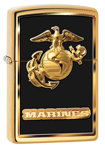 Zippo Lighter: USMC Marines Logo - High Polish Brass 80950