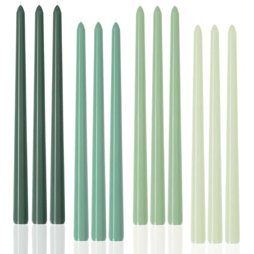 Green Taper Candles Set