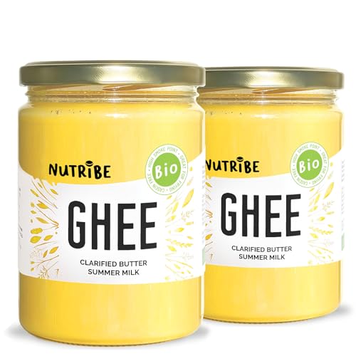 Nutribe Ghee Bio, de verano | Sin lactosa | Freír de manera saludable, Keto y Paleo, 500 g (2 unidades) Nutribe Ghee Bio, de verano | Sin lactosa | Freír de manera saludable, Keto y Paleo, 500 g (2 unidades)