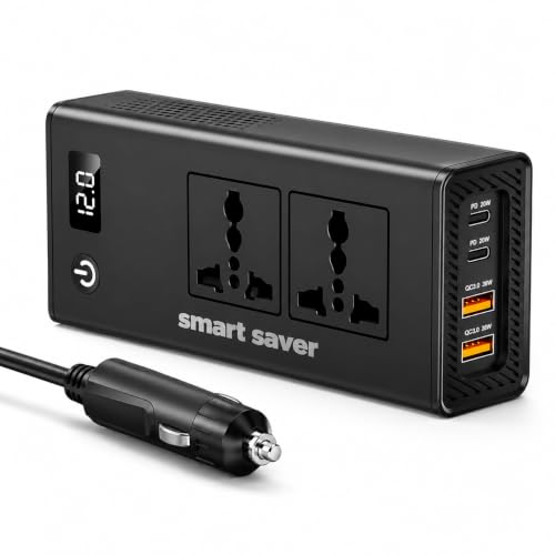 Image of Smart Saver Laptop Charger for Car, 200W Car Power Inverter, DC 12V to 2200V AC Car Plug Adapter Outlet with 20W PD, QC3.0 Fast Charger 36W, Power Inverter for Vehicles