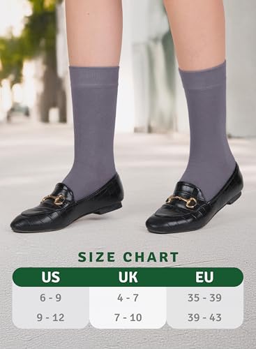 Image of Women's Bamboo Dress Socks, Crew for Business Trouser Casual, Soft, Thin & Seamless, Size 6-9 /9-12 (3, 4 or 5 Pairs)
