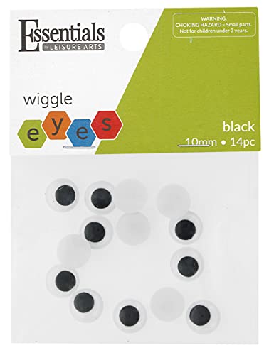 Essentials By Leisure Arts Eyes Paste On Moveable 10Mm Black 14Pc Googly Eyes, Google Eyes for Crafts, Big Googly for Crafts, Wiggle Eyes, Craft