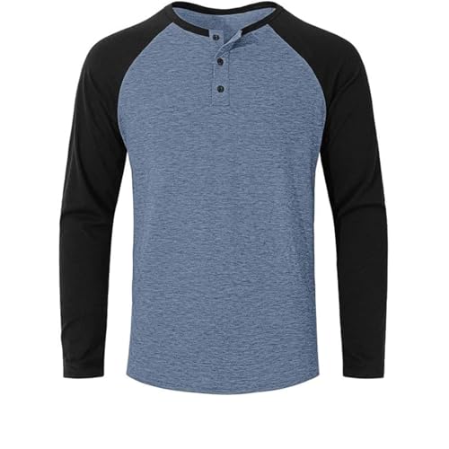 Cambkatl Men's 2025 Fall Color Block Raglan Henley T-Shirt Button Up Crewneck Long Sleeve Pullovers Casual Sweatshirt Tees4