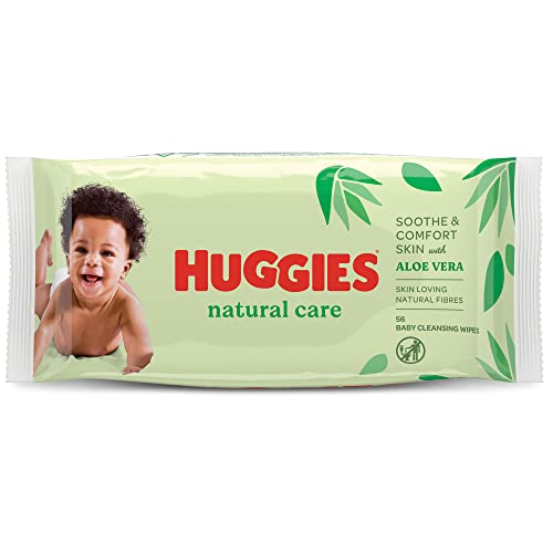 Image of Baby Wipes Natural Care with Aloe Vera Huggies Wipes 56 Pc Kids