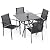 Anumutig 5-Piece Outdoor Dining Set, 35‘’ Square Table with 4 Stackable Patio Chairs, All Weather Frame Furniture Set