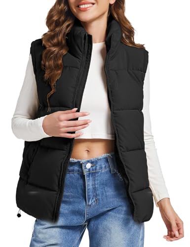 Polu Puffer Vest Women Zip Up Stand Collar Sleeveless Down Vests Oversized Padded Gilet Jacket4