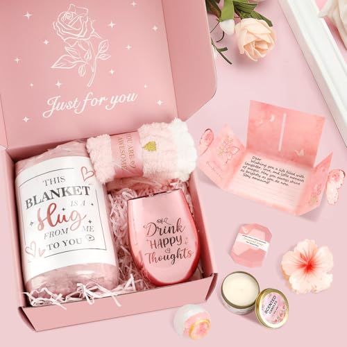 Birthday Gifts for Women, Rose Pamper Spa Gifts Basket for Women, Christmas Gifts Box Kit with Blanket for Her Mum Wife Friend Sister Daughter Coworker - Image 7