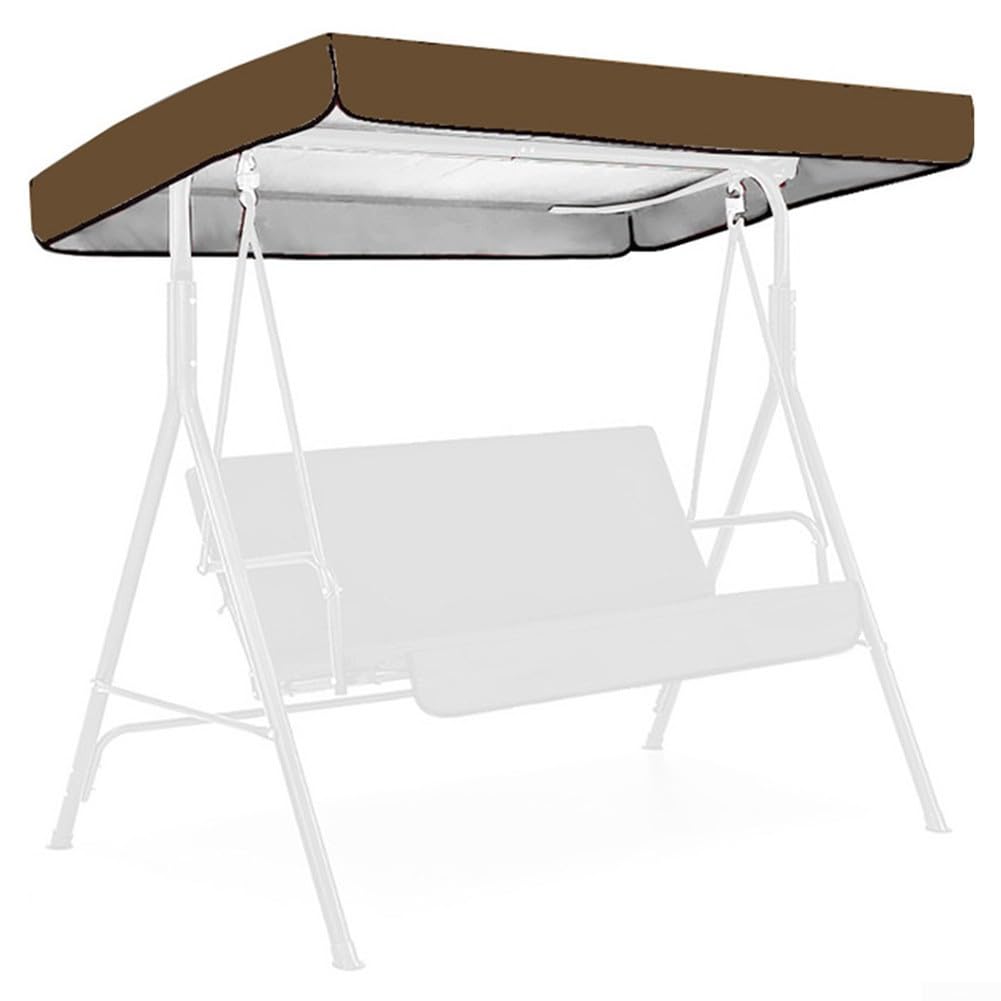 Swing Canopy Cover Waterproof Patio Cover Top Replacement Canopy For Swing For Seat 2-3 Seater Garden Swing Chair Cover (Brown 190cm x 132cm)