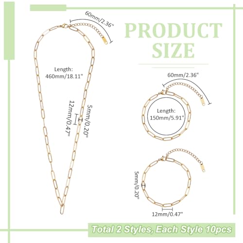 Collier et Bracelet Or 18k Maillons Trombone de qualité supérieure - 3