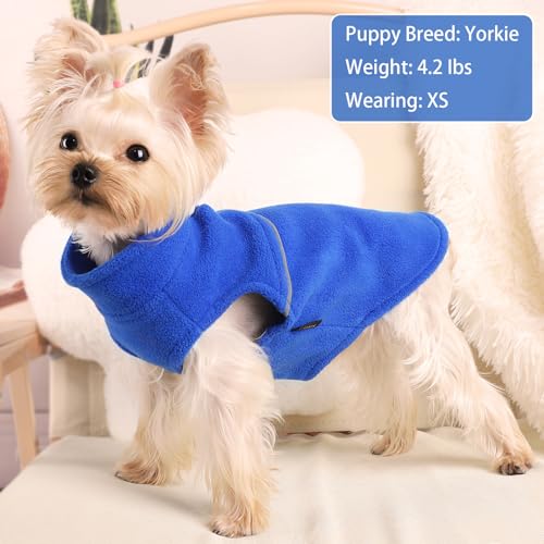Image of Dog Clothes for Small Dogs Fleece Vest Dog Sweater Boy Girl, Warm Pullover Fleece Doggie Jacket, Winter Pet Ourfit Chihuahua Sweater - Yorkie Clothes (Blue, X-Small)