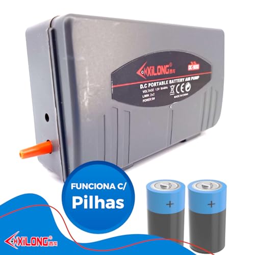 Compressor a pilha para aquário e Iscas de pescaria - Útil em Viagens ou Quedas de Energia - Cód.Com