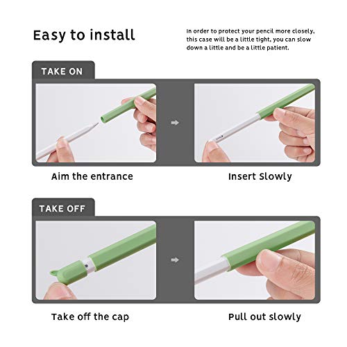 Image of Cute Ear Case Silicone Skin Cover for Apple Pencil 2nd Generation, and Protective Nib Cover Accessories Compatible with iPad Pro 11 12.9 inch,Green