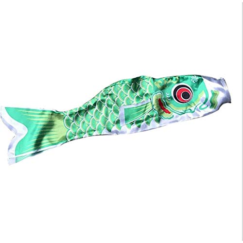 Formulauff 5 Colours 55 cm Waterproof Japanese Carp Windsock Streamer Hanging Fish Flag Kite Decoration Koinobori for Children – Green