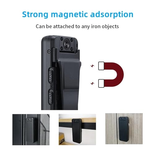 Image of 1080P Mini Body Mounted Camera HD Car DVR Video Recording IR Night Vision Back Clip Magnetic Camcorders Hiking Equipment for Vlogging with External Microphone, Remote Cont