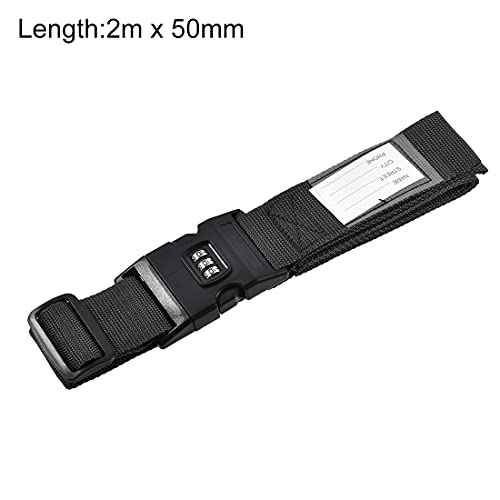 Uxcell Luggage Straps Suitcase Belts With Buckle, Combination Lock, 2Mx5Cm Adjustable Pp Travel Packing Accessories, Black 4Pcs #TOP3