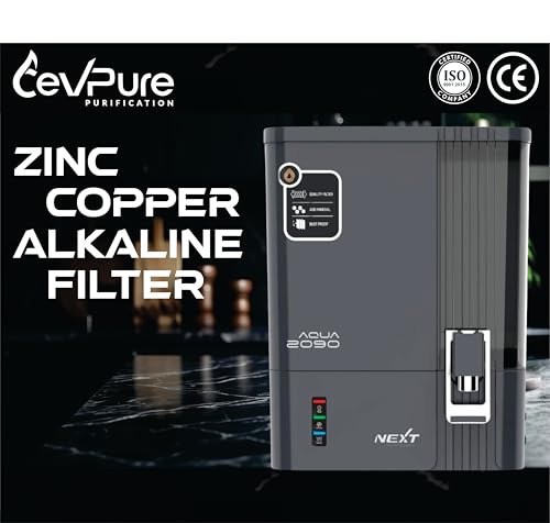 Image of CevPure ISO Certified Aqua 2090 Zinc Copper Alkaline RO Water Purifier | 10 Liter Storage | RO + UV + UF + Zinc + Copper + Alkaline + TDS Control | Best For Home and Office (Premium Grey 2)