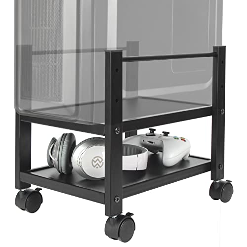 J JACKCUBE DESIGN 2-stöckiger Computer-Turm-Ständer für Desktop-CPU, Gaming-PC-Halterung, mobiler Rollwagen für unter dem Schreibtisch mit Lenkrollen, Büro-Schreibtisch-Zubehör - MK712A Cover